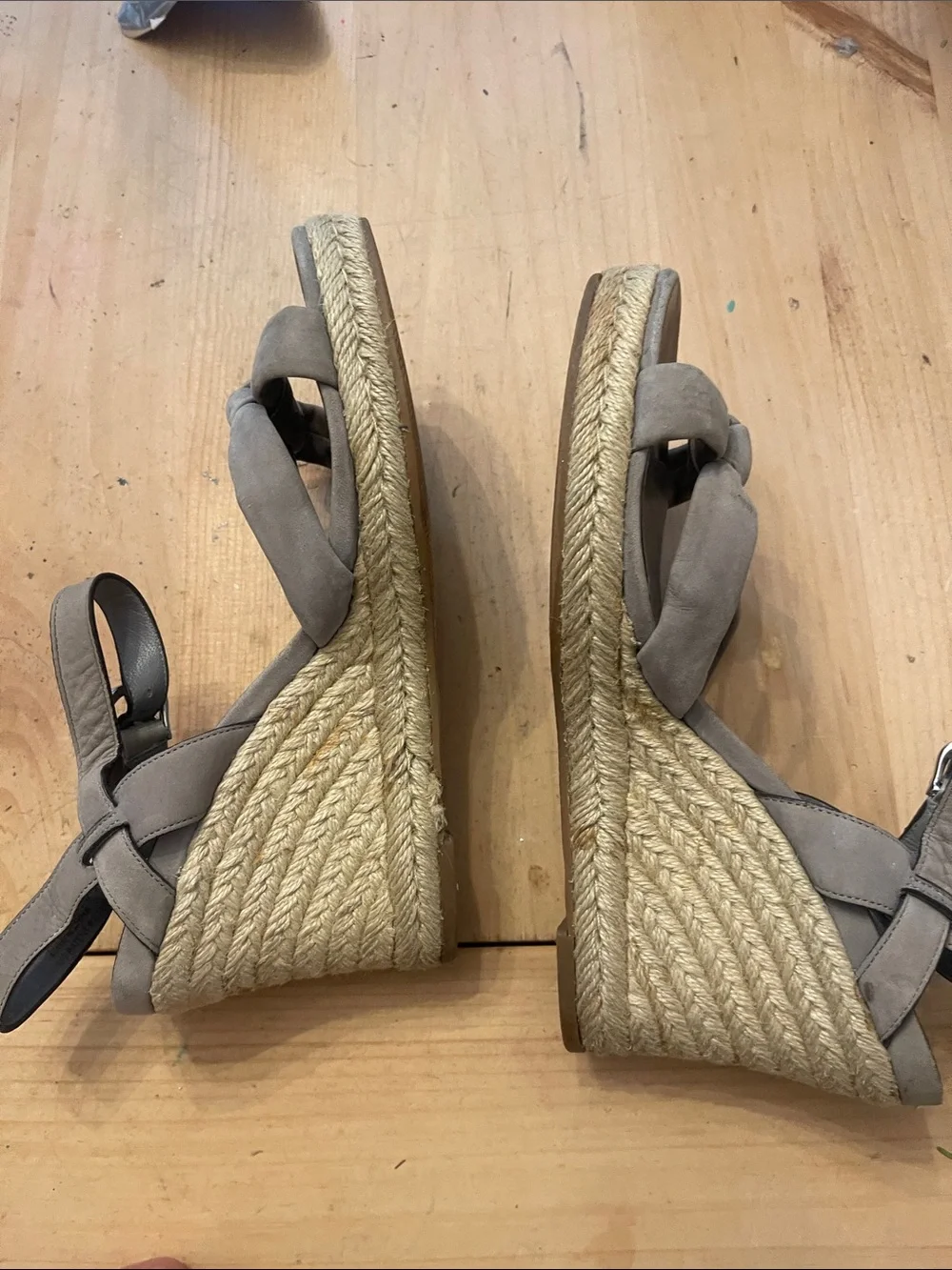 Cole Haan Taupe Knot Espadrille Wedge Sandals